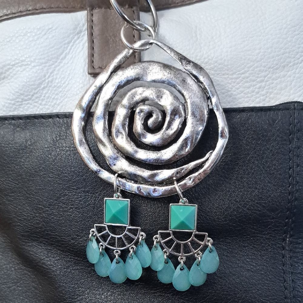 Hand Crafted Bag Purse Tote Jewelry Key Ring Decorative Vintage Jewelry Upcycle